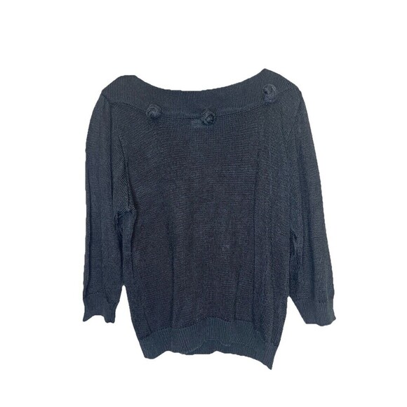 Yves de Valere Black Knit Sweater Vintage Women Fabric‎ Knot Embellish EU 40 - Picture 1 of 9